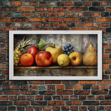Cargar imagen en el visor de la galería, Fruits Wall Art, Food Art, Pineapple, Apples, Orange, Kitchen Wall Decor, Panoramic Wall Decor, Canvas Print, Wall Art, Framed Canvas Art

