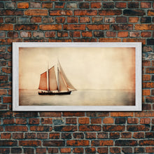 Carregar imagem no visualizador da galeria, Foggy Ocean Wall Art, Ship Painting Wall Decor, Abstract Wall Decor, Panoramic Wall Decor, Canvas Print, Wall Art, Framed Canvas Art

