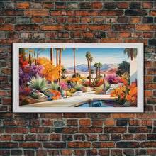 Load image into Gallery viewer, Desert Landscape Wall Art, Mountains Wall Print, Palm Trees Art, Panoramic Art, Wall Art, Canvas Art, Landscape Art, Modern House Art

