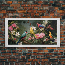 Cargar imagen en el visor de la galería, Flowers Wall Art, Animal Wall Art, Bird Art Print, Parrot Painting, Panoramic Art, Wall Art, Canvas Art, Landscape Art, Client Gift, Office
