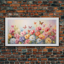 Carregar imagem no visualizador da galeria, Butterfly Wall Art, Flowers Wall Art, Colorful Fowers, Panoramic Art, Wall Art, Canvas Art, Landscape Art, Meadow Art, Botanical Art
