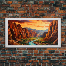 Load image into Gallery viewer, Canyon Wall Art, River Wall Print, Panoramic Art, Wall Art, Canvas Art, Landscape Art, Gift For Him, Rustic Wall Decor, Teen Boy Wall Art

