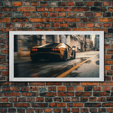 Cargar imagen en el visor de la galería, Cool Supercar Art, Framed Canvas Print, Cyberpunk Sportscar Painting, Futuristic Supercar Painting, Man Cave Decor, Gift For Him, Car Guy
