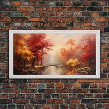 Carregar imagem no visualizador da galeria, Fall Centerpiece, Beautiful Forest In Early Autumn, Landscape Framed Canvas Print Painting, Wall Art, Wall Decor, Autumn Decor, Farmhouse
