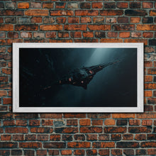 Cargar imagen en el visor de la galería, Cool Scifi Wall Art, Scifi Art, Framed Canvas Print, The Space Cruiser, Gull Wing Space Ship, Unique Art, Alien Wall Art
