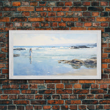 Carregar imagem no visualizador da galeria, Beach Art, Framed Canvas Print, Wall Art, Woman On The Beach, Oil Painting Abstract Landscape Art, Beach House Art, Beach Painting
