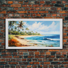Load image into Gallery viewer, Palm Tree Beach Print, Beach Art, Framed Canvas Art, Original Beach Painting, Palm Tree Poster, Landscape Painting, Tropical Decor
