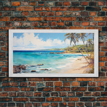 Load image into Gallery viewer, Palm Tree Beach Print, Beach Art, Framed Canvas Art, Original Beach Painting, Palm Tree Poster, Landscape Painting, Tropical Decor
