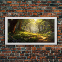 Cargar imagen en el visor de la galería, Forest Wall Art, Trees Art Print, Enchanted Forest, Panoramic Art, Wall Art, Canvas Art, Landscape Art Print, Game Room Décor, Cozy Gift
