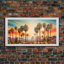 Load image into Gallery viewer, Desert Landscape, Palm Tree Wall Art, Sunset Wall Print, Panoramic Art, Wall Art, Canvas Art, Landscape Art, Thank You Gift, Home Décor
