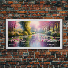 Carregar imagem no visualizador da galeria, Fantasy Art, Lake Wall Print, Water Lilies Wall Art, Trees Wall Art, Panoramic Art, Wall Art, Canvas Art, Landscape Art, Long Wall Art
