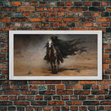 Load image into Gallery viewer, Death Rides A Pale Horse, Framed Canvas Print, Cowboy Grim Reaper, Spooky Halloween Art Print
