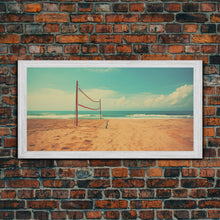 Carregar imagem no visualizador da galeria, Beach Volleyball Net, Framed Canvas Print, Liminal Art, Framed Wall Decor, Beach Photography, Surf Art, Surf Print, Nautical Decor
