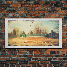 Carregar imagem no visualizador da galeria, An Abandoned Tennis Court - Old Found Footage Photography - Framed Canvas Print - Urban Decay - Vaporwave Wall Art
