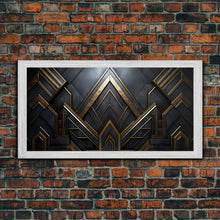 Cargar imagen en el visor de la galería, Black and Gold Art Deco Wall Art, Framed Canvas Print, 1920s Art Deco Print, Stylish Art Deco Canvas Poster, Framed or Unframed, Retro
