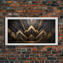 Cargar imagen en el visor de la galería, Black and Gold Art Deco Wall Art, Framed Canvas Print, 1920s Art Deco Print, Stylish Art Deco Canvas Poster, Framed or Unframed, Retro
