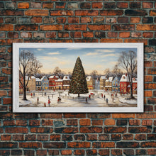 Cargar imagen en el visor de la galería, Christmas Tree In Town Square Framed Christmas Wall Art - Framed Christmas Art - Canvas Art - St. Nicholas - Winter Wonderland Centerpiece
