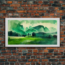 Load image into Gallery viewer, Emerald Green Watercolor Landscape Abstract, ready to hang canvas print wall art, framed canvas wall art
