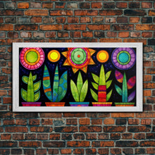 Carregar imagem no visualizador da galeria, Boho Style Minimalist Arizona Art, Framed Canvas Print, Retro Abstract Succulent Art, Southwest Decor
