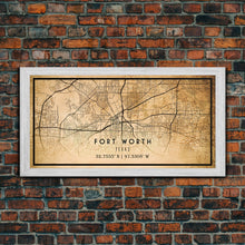 Load image into Gallery viewer, Fort Worth map print poster or framed canvas, Texas map print poster canvas, Fort Worth city map print poster canvas, Panther City
