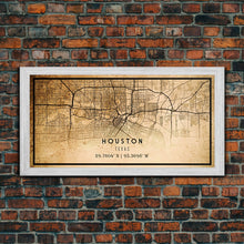 Load image into Gallery viewer, Distressed Houston map print poster canvas print, framed road map art, Texas map print poster canvas, Houston city map print poster canvas
