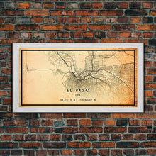 Load image into Gallery viewer, El Paso Texas Vintage Map Print, El Paso Map, Texas Map Art, El Paso City Road Map Poste, Vintage Gift Map, Travel Vacation Art, Rustic Map
