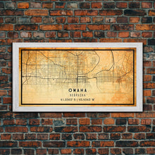 Load image into Gallery viewer, Omaha Nebraska map print poster or framed canvas, Omaha map print poster canvas, Omaha city map print poster canvas, Vintage Travel Art
