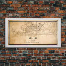 Cargar imagen en el visor de la galería, Beijing China map print poster or framed canvas, Beijing map print poster canvas, Beijing city map print poster canvas, Vintage Travel Art
