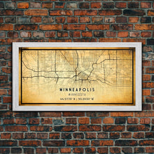 Load image into Gallery viewer, Minneapolis map print poster or framed canvas, Minnesota map print poster canvas, Minneapolis road map print poster canvas
