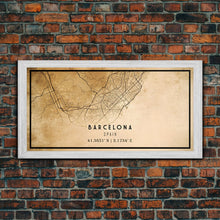 Load image into Gallery viewer, Barcelona Spain map print poster or framed canvas, Barcelona map print poster canvas, Spain city map print poster canvas, Vintage Travel Art
