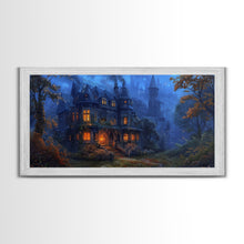 Load image into Gallery viewer, Dark Academia Victorian Mansion Framed Canvas Print, Victorian Oil Painting, Spooky Vibes Halloween Wall Art
