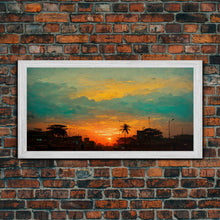 Load image into Gallery viewer, Cloudy sunset canvas print, sunset art, California Highway art, living room wall art, guest room wall art

