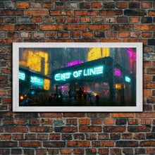 Load image into Gallery viewer, End Of Line, Cyberpunk Subway Art, Dystopian Cyber Punk City, Canvas Print, Bladerunner vibes art, cool wall art, night city
