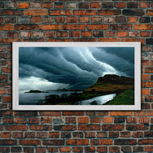 Carregar imagem no visualizador da galeria, Foggy night rainstorm over the lake canvas print, nature and landscape wall art, ready to hang, cool wall art
