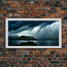 Carregar imagem no visualizador da galeria, Foggy night rainstorm over the lake canvas print, nature and landscape wall art, ready to hang, cool wall art

