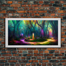 Carregar imagem no visualizador da galeria, Fantasy wall art, canvas print, magical forest, fantasy landscape art, ready to hang wall art
