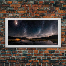 Cargar imagen en el visor de la galería, Cool Wall Art Landscape Mountains Nature Painting Prints Minimalist Modern Home Artwork Decoration Night Sky With Stars, Framed Canvas Print
