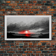 Load image into Gallery viewer, Creepy  Blood moon canvas print, dark fantasy art, black and white art, Halloween, spooky art, horror landscape art
