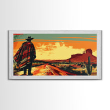 Carregar imagem no visualizador da galeria, Abstract Cowboy in Desert Sunset Scene, Boho Bedroom Art, Framed Canvas Print, Modern Living Room Decoration, Rustic Wall Art
