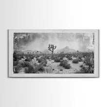 Load image into Gallery viewer, Desolate Desert with Joshua Trees, Framed Canvas Print for Living Room Decor, Ideal for Bedroom Wall Art, Rustic Western Scene
