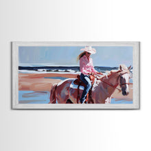 Load image into Gallery viewer, Cowboy Riding Bucking Horse, High Energy Framed Canvas Print, Perfect for Western Living Room Art, Bedroom Decor, Rustic Home Wall Art
