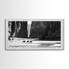Load image into Gallery viewer, Cowboys Riding in Dusty Canyon, Striking Wall Art for Living Room or Bedroom, Framed Canvas Print, Home Decoration
