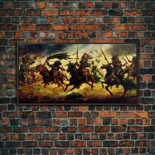 Load image into Gallery viewer, Depiction Of An Ancient Battle, Cool Office Mancave Decor, Wall Decor, Ready To Hang Framed Canvas Print, Oversize Wall Art
