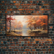 Carregar imagem no visualizador da galeria, Beautiful Fall Landscape Painting Framed Canvas Print, Fall Decor, Thanksgiving Decor, Autumn Decor, Home Decor, Fall Decorations
