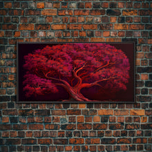 Load image into Gallery viewer, Blood red tree, fantasy horror art, framed canvas print
