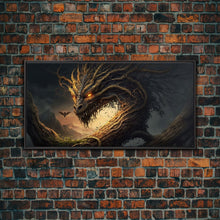 Carregar imagem no visualizador da galeria, Forest Dragon Nidhogg, Norse Mythology, Framed Canvas Print, Fantasy Dragon Art, Fantasy Decor
