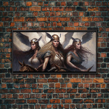 Load image into Gallery viewer, The Valkyries, Norse Mythology, Framed Canvas Print, Norse Fantasy Art
