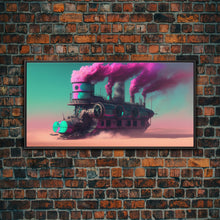 Carregar imagem no visualizador da galeria, Futuristic Steampunk / Cyberpunk Mashup Art, Steampunk Riverboat In A Desert, Framed Canvas Print, Scifi Wildwest Decor
