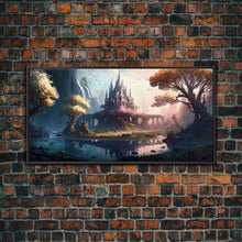 Load image into Gallery viewer, Norse Mythology Art, Alfheim Realm of the Light Elves, Framed Canvas Print, Fantasy Wall Art
