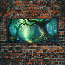 Carregar imagem no visualizador da galeria, Beautiful magical fairy forest, Framed canvas print, Fantasy forest wall art Enchanted forest, Fantasy Home Decor
